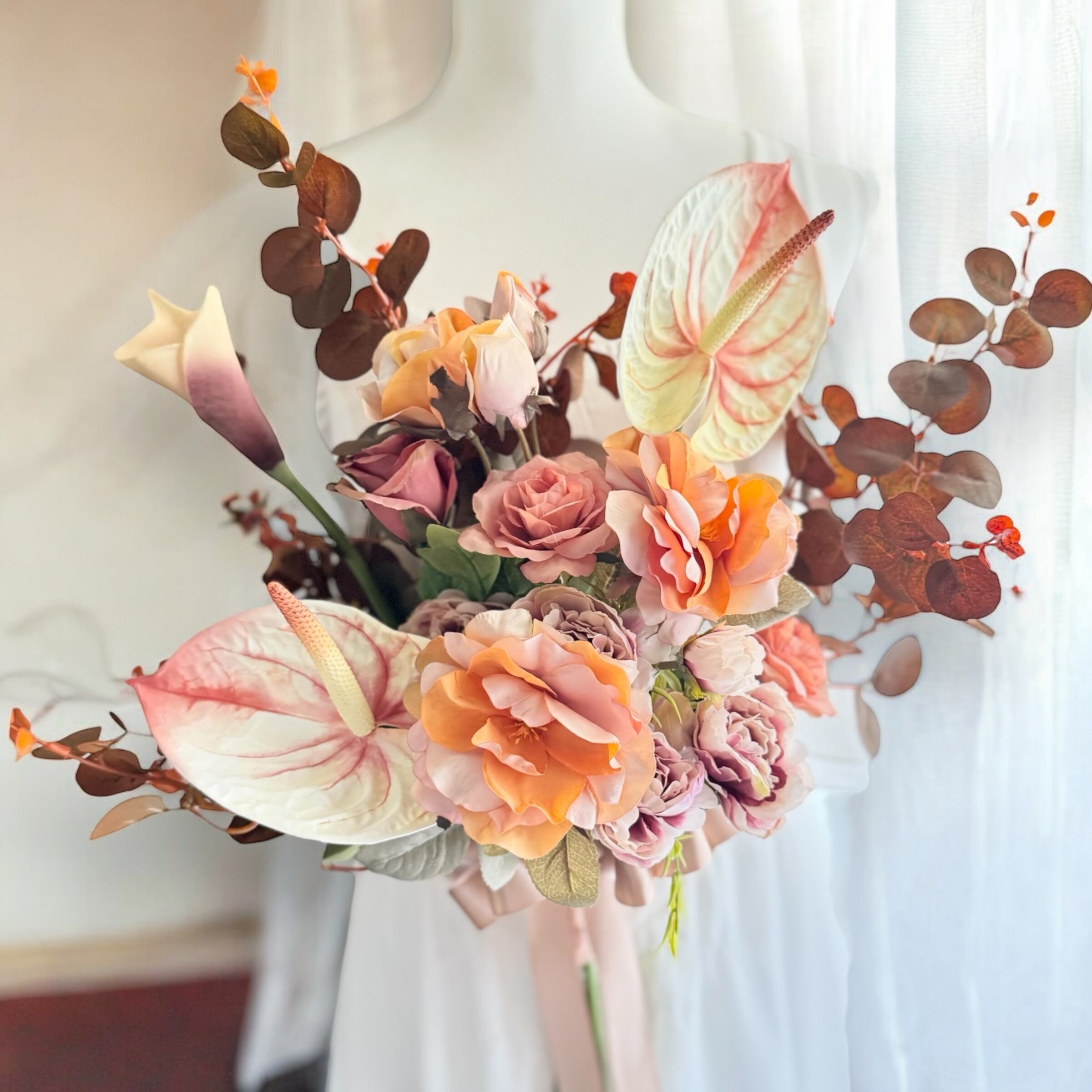 テラコッタ系 クラッチブーケ ブートニア付き テラコッタ系クラッチブーケ☆ブートニア付き ラナンキュラスと