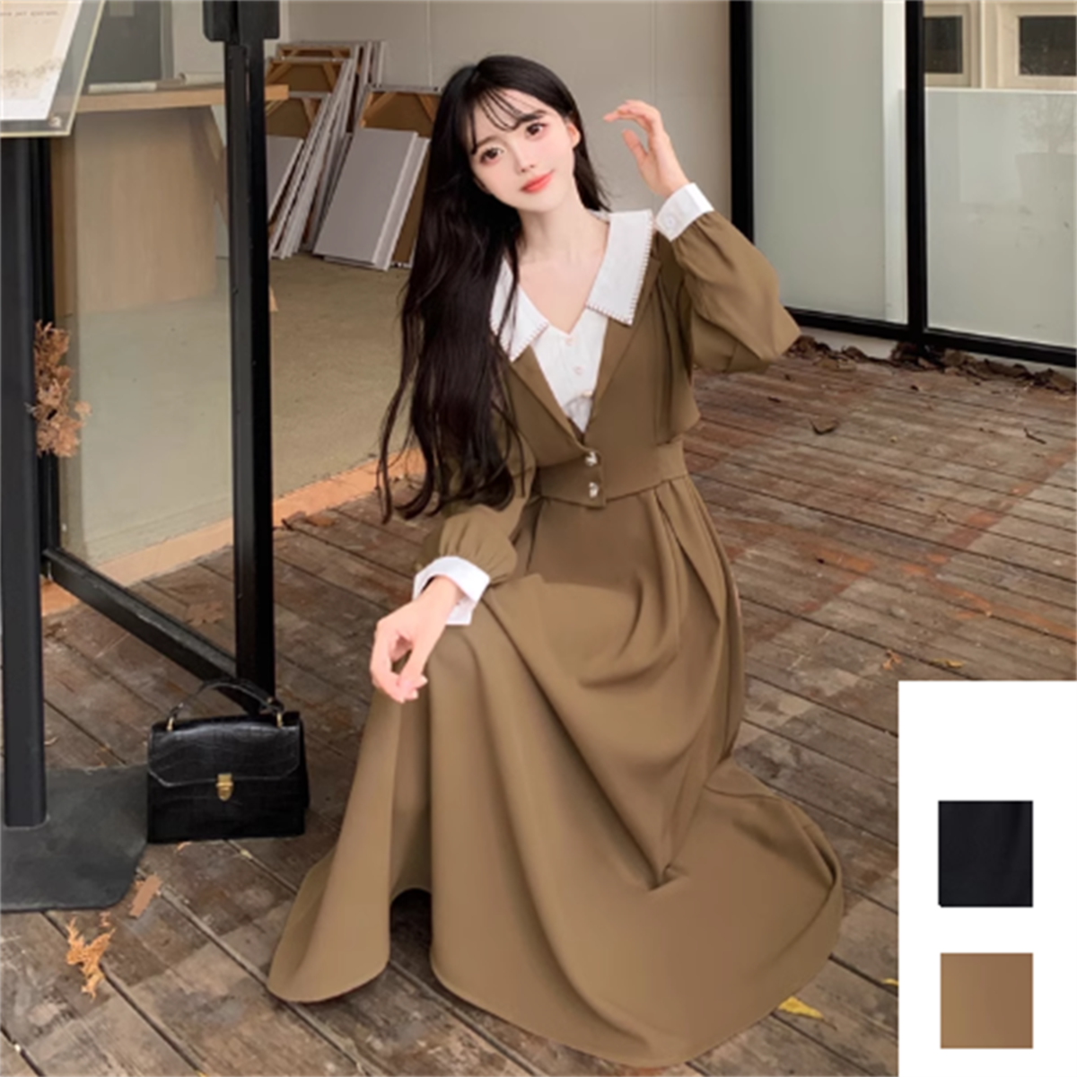 HOUSE OF PALOMA 2y- ロングワンピース 送料無料】 ワンピース ロングワンピ 2色 ロング ミモレ 長袖 Vネック