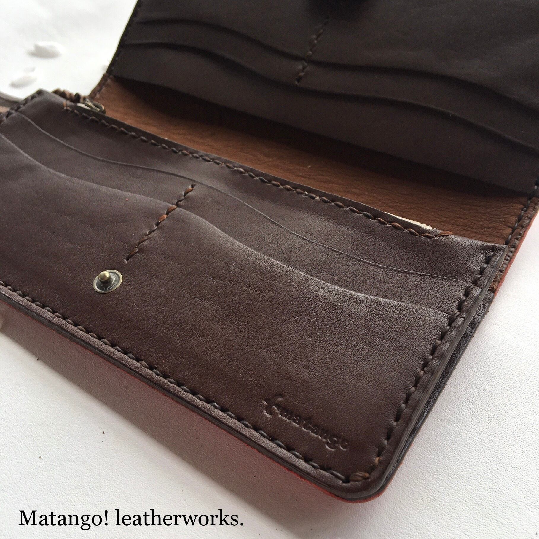 ハンドメイドレザークラフトHeartbeat長財布牛革赤色長財布牛レース編赤色 がま口 長財布 大容量 本革 レザー ギフト スリム おすすめ