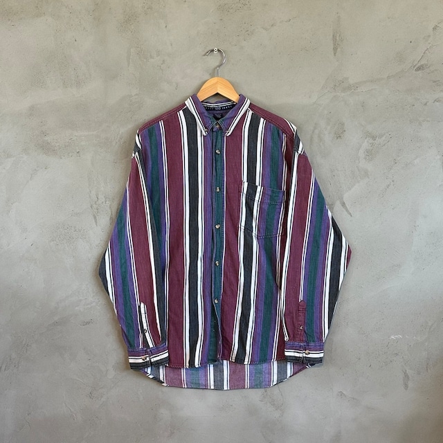 BASIC 955 JEANS multicolor stripeshirt/マルチカラー ストライプシャツ シャツ 古着 古着屋 used