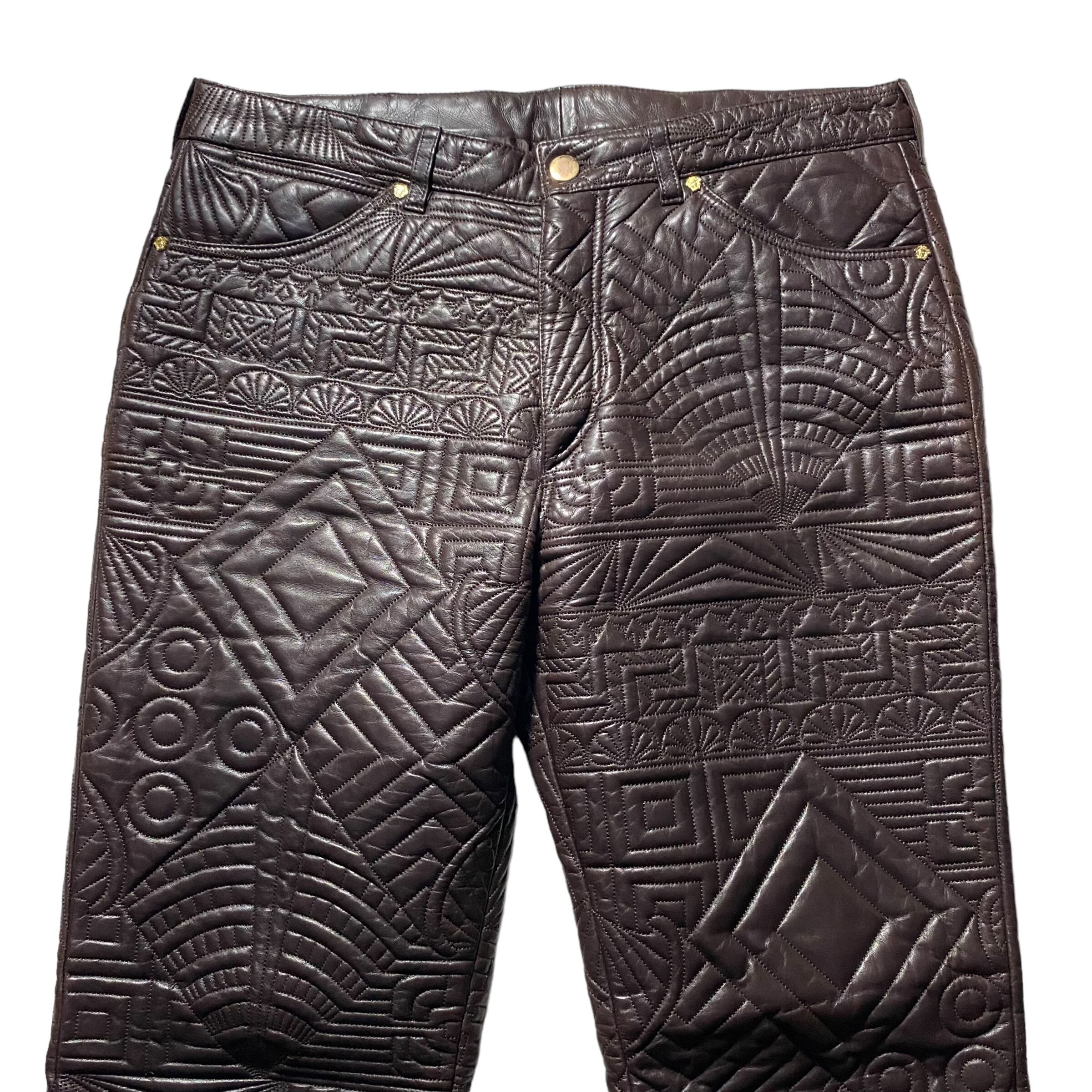 vintage GIANNI VERSACE quilting leather pants | NOIR ONLINE