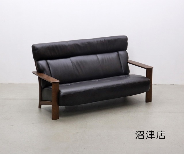 【沼津店】karimoku カリモク WW4113 本革 オーク材 2P ソファ モダン ナラ 楢材 PHT12094