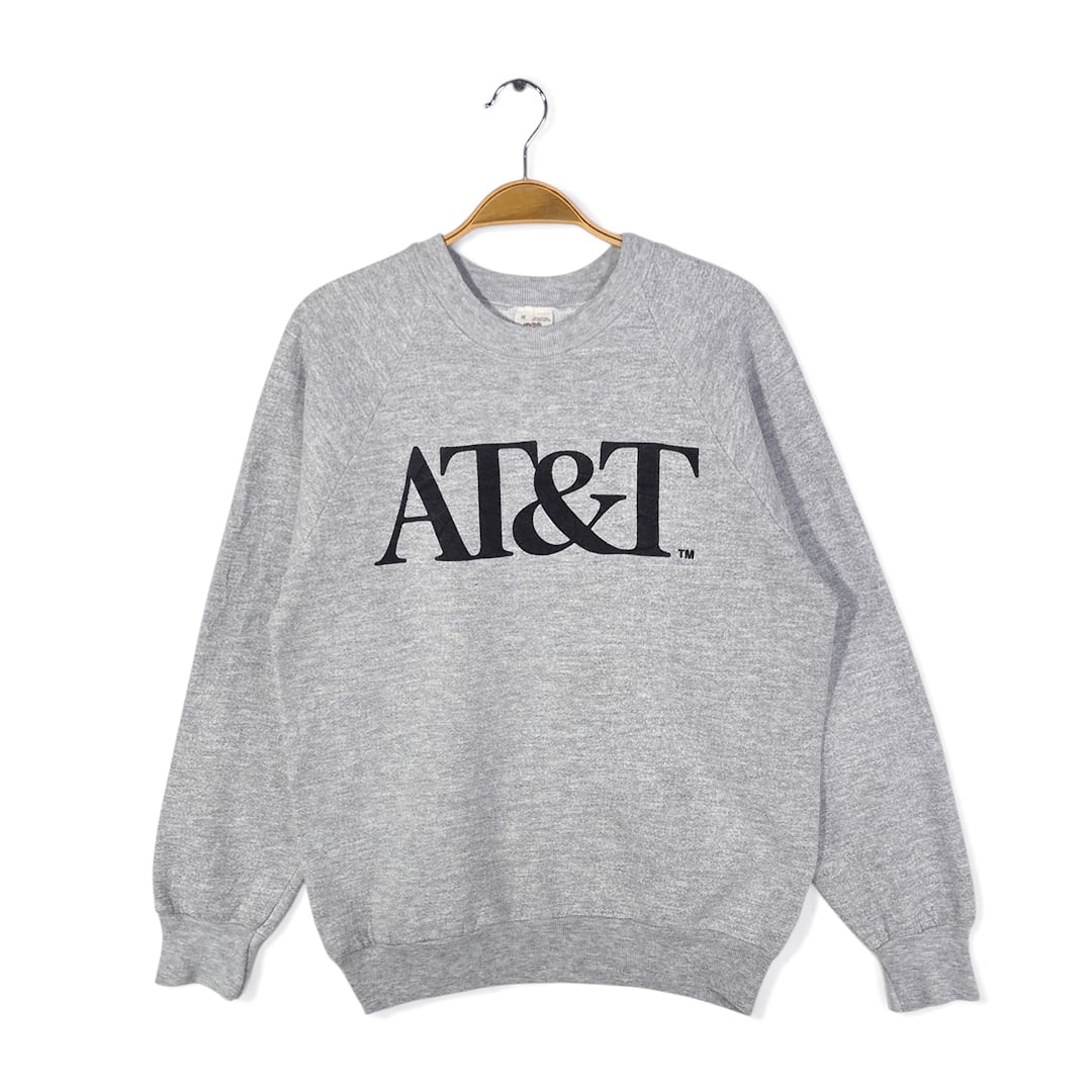 80s 90s AT&T 企業系 USA製 ヴィンテージ スウェット 企業ロゴ 電話通信会社 グレー フルーツオブザルーム サイズM 古着 CF1024