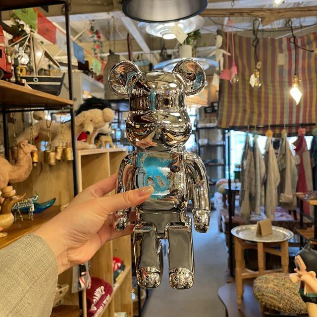 metalic silver bear / 置物 くま シルバー ベアー 動物 近未来