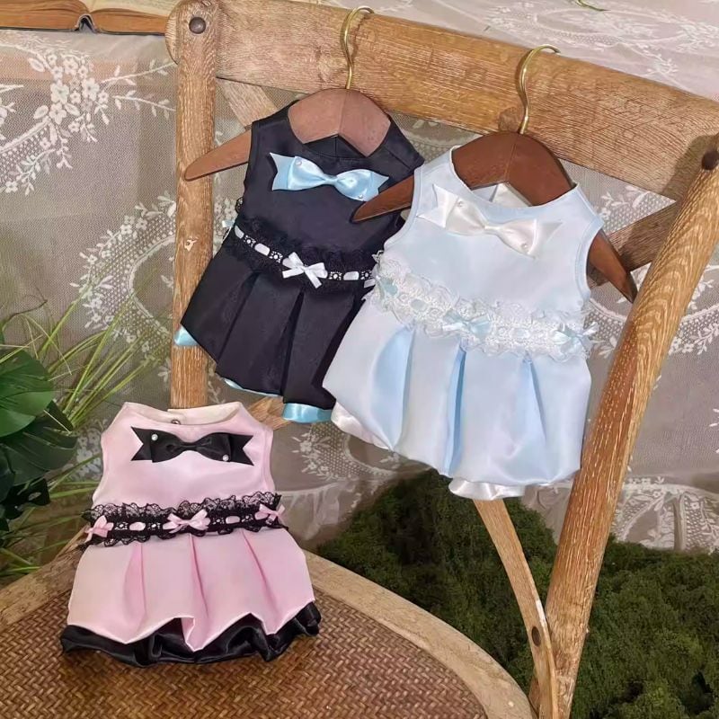 サテン素材のおめかしスタイルワンピース 犬服 00956