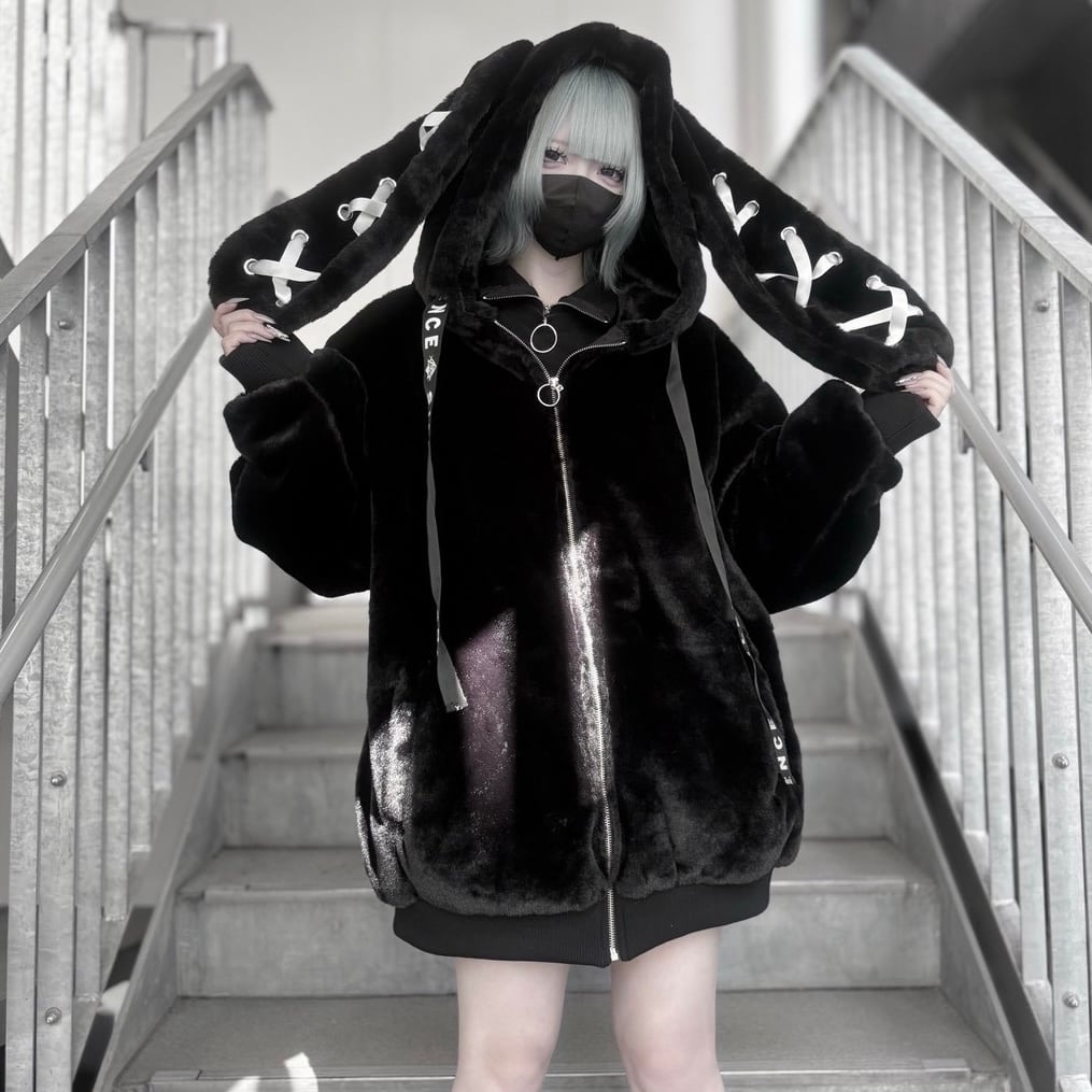 うさ耳ファーパーカー 320470 アウター パーカー ファーブルゾン ユニセックス サブカル 地雷系