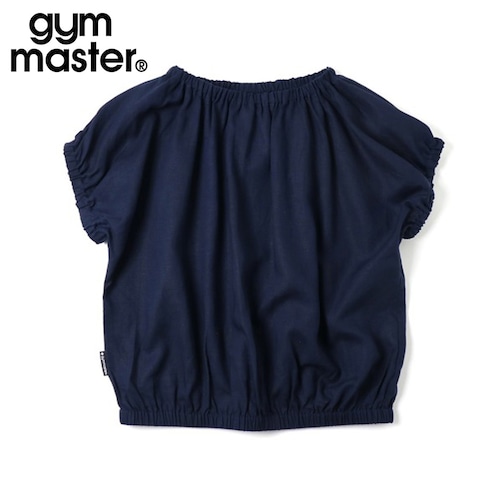 gym master ジムマスター 【涼感2WAY】麻レーヨン フレンチスリーブブラウス レディース 前後2WAY リネン混 春夏 G721743 ネイビー