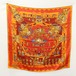美品 HERMES エルメス カレ90 ASTRES et SOLEILS 天体と太陽 オレンジ 大判ショール シルクスカーフ 22-8303