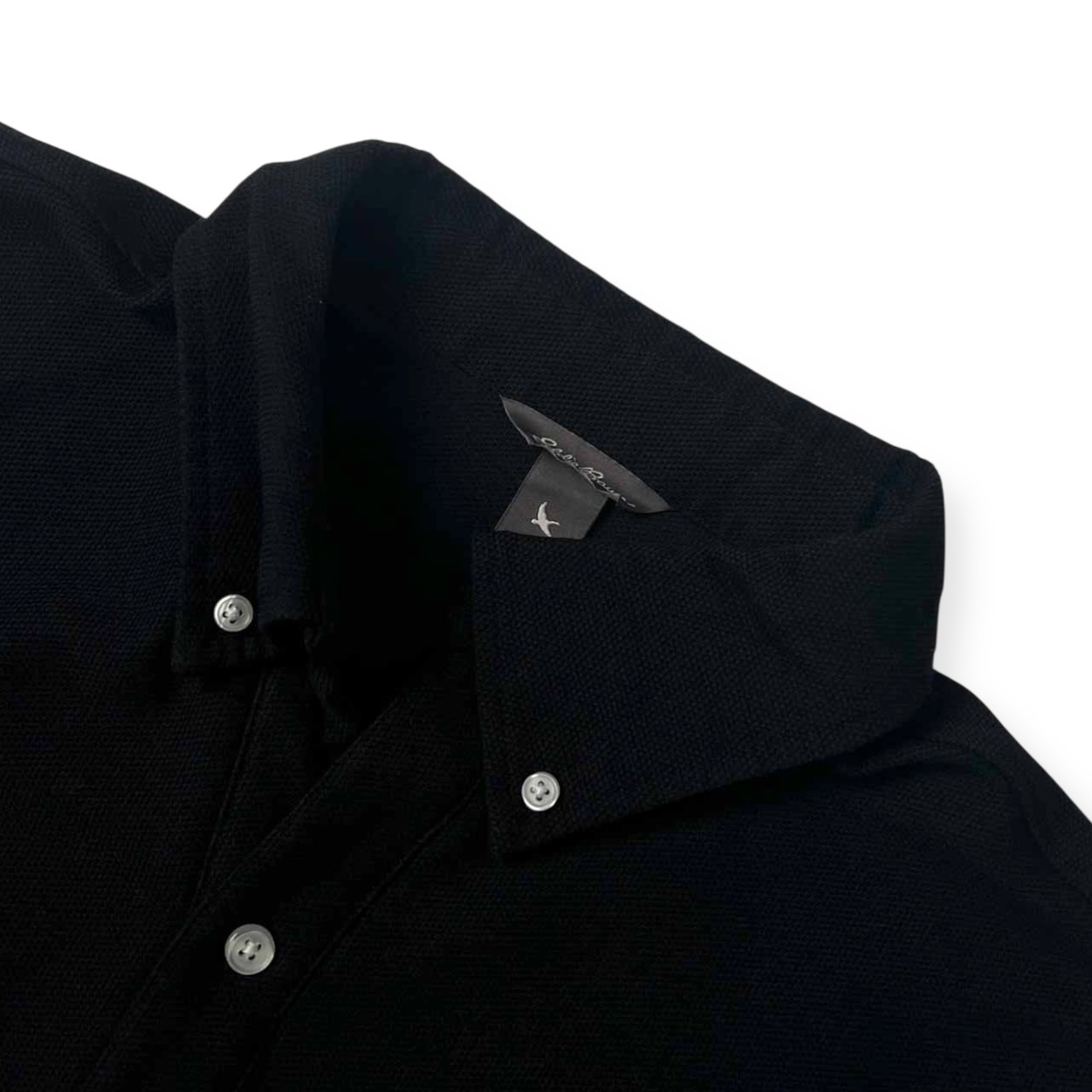 Eddie Bauer エディーバウアー スキッパー  BD 半袖ポロシャツ XL/ブラック/鹿の子