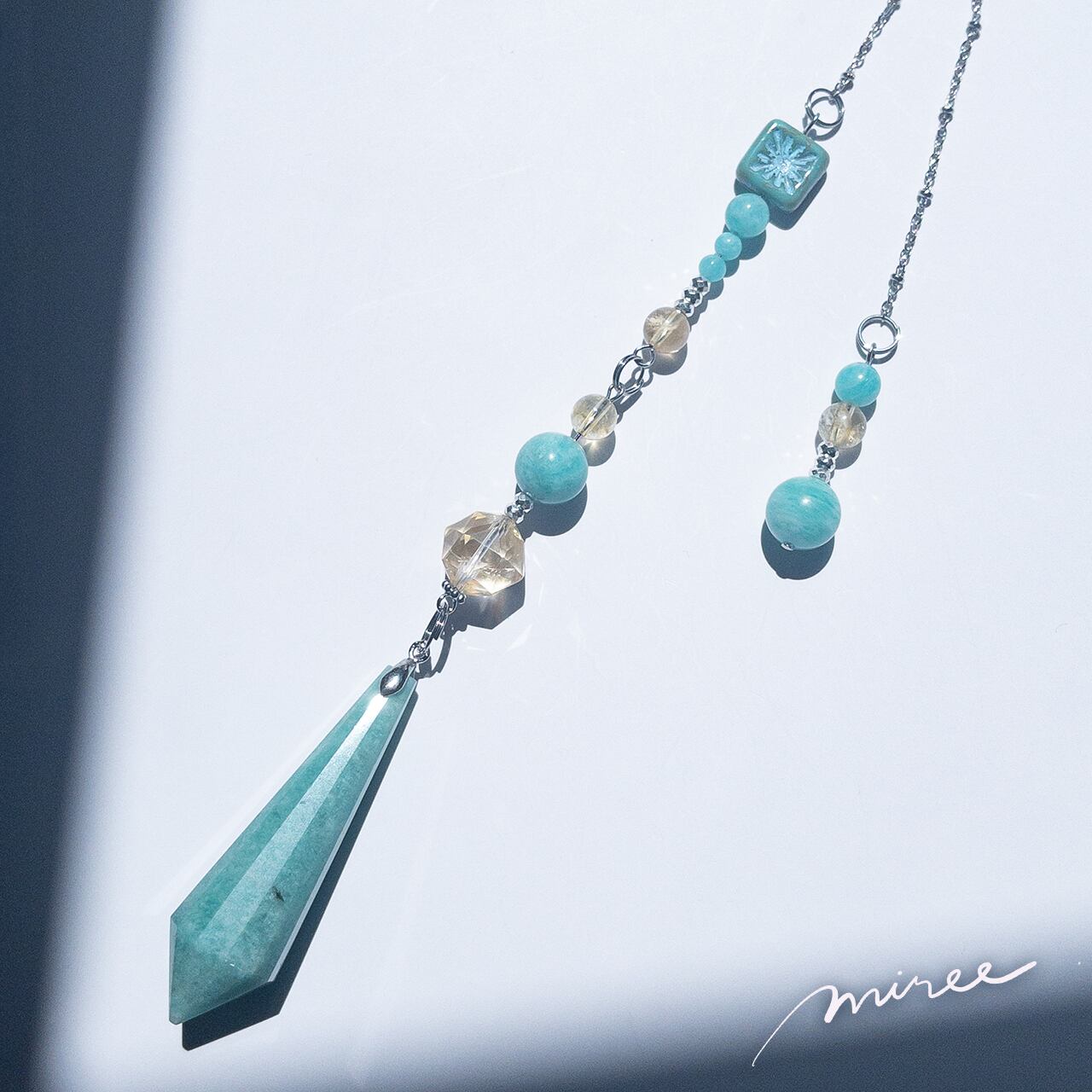 人とのご縁を広げるペンデュラム【アマゾナイト×シトリン】amazonite_citrine pendulum_100