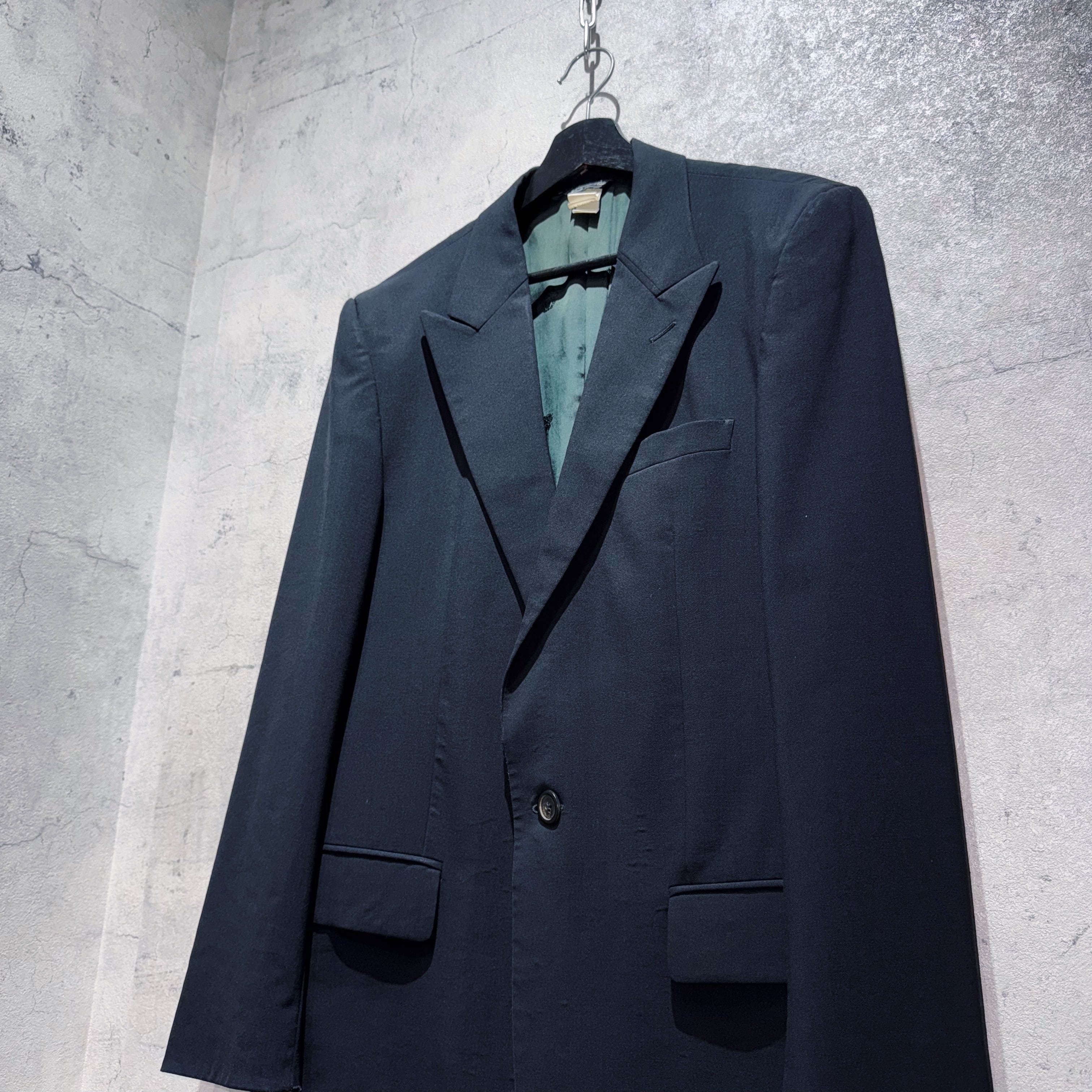 GIANNI VERSACE サマーウール ストライプ柄 ネイビー セットアップ VERSACE ヴェルサーチ 2Bストライプ セットアップスーツ 46