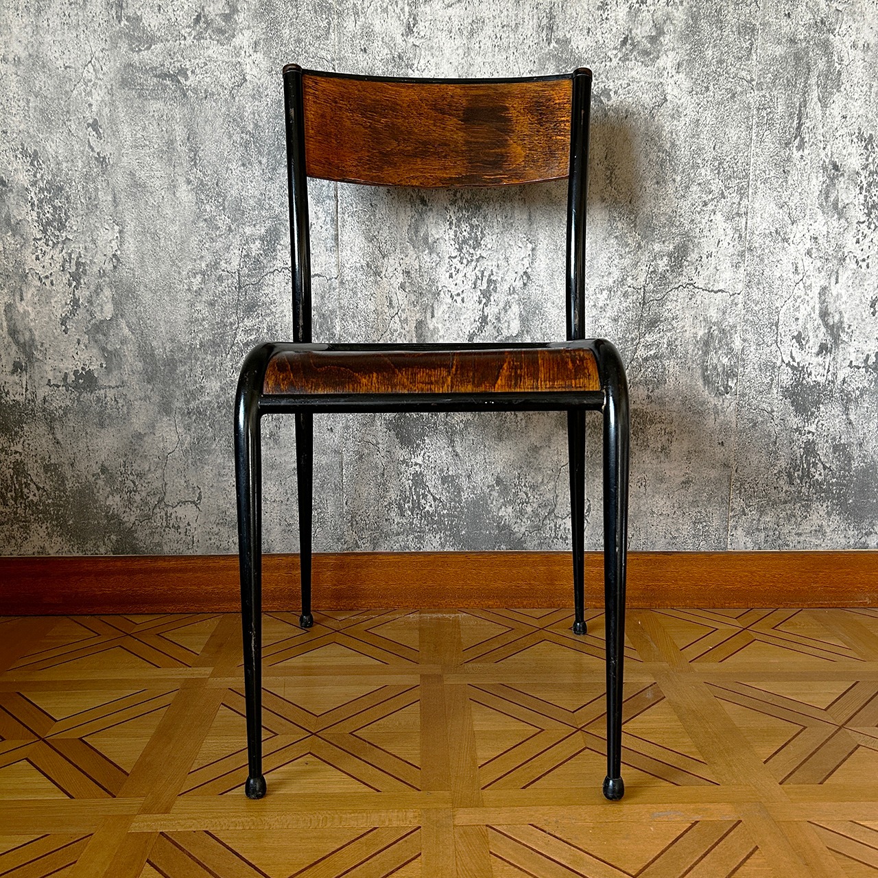 50's Vintage French Industrial School Chair #1 Used 中古 リペア済