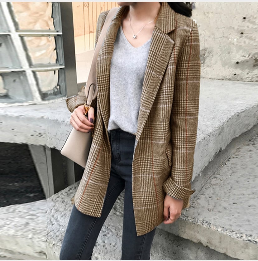 グレンチェックジャケット レディース韓国 | nandnoffice