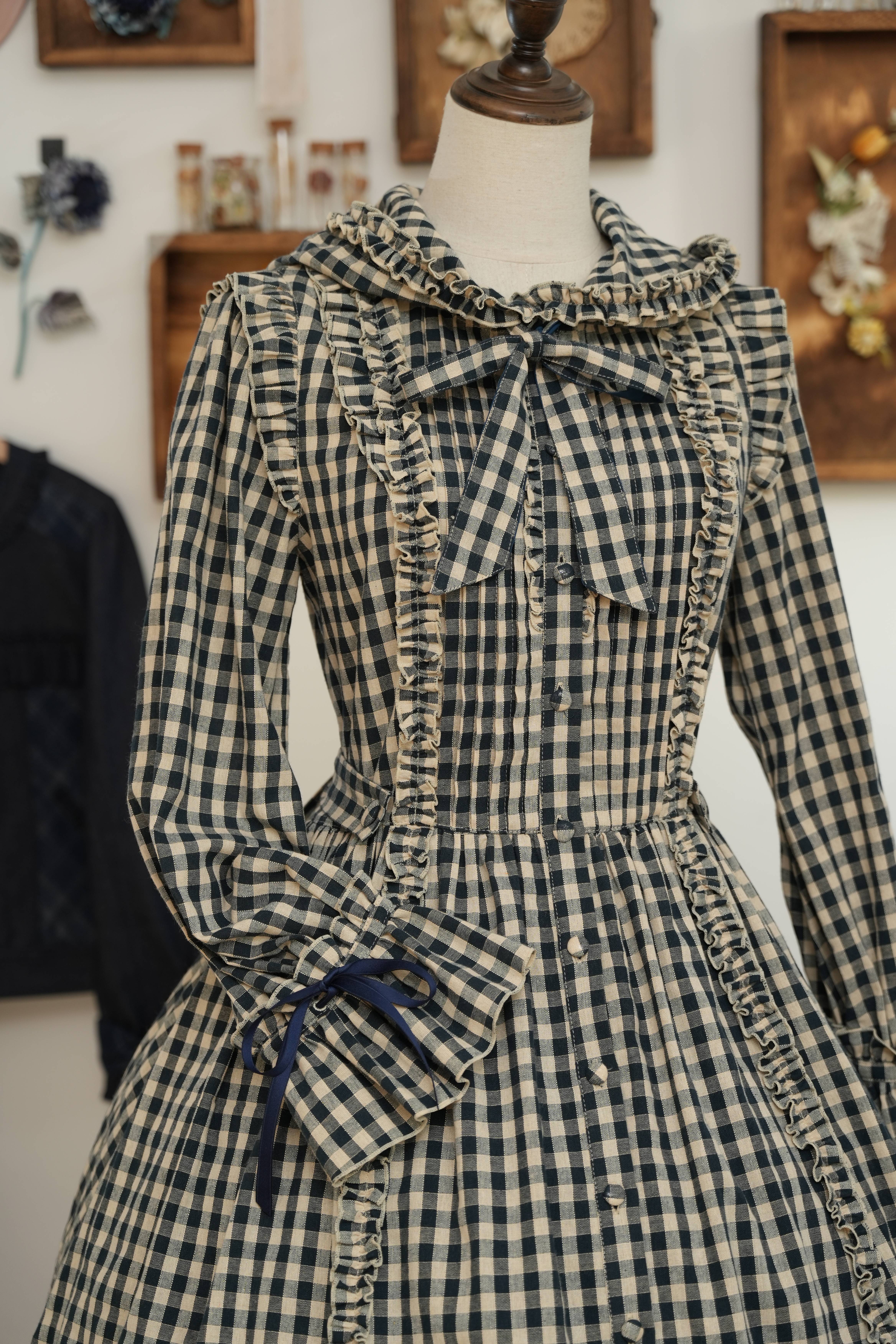 シーソルトマキアート デニムチェック リボンワンピース | HoshibakoWorks