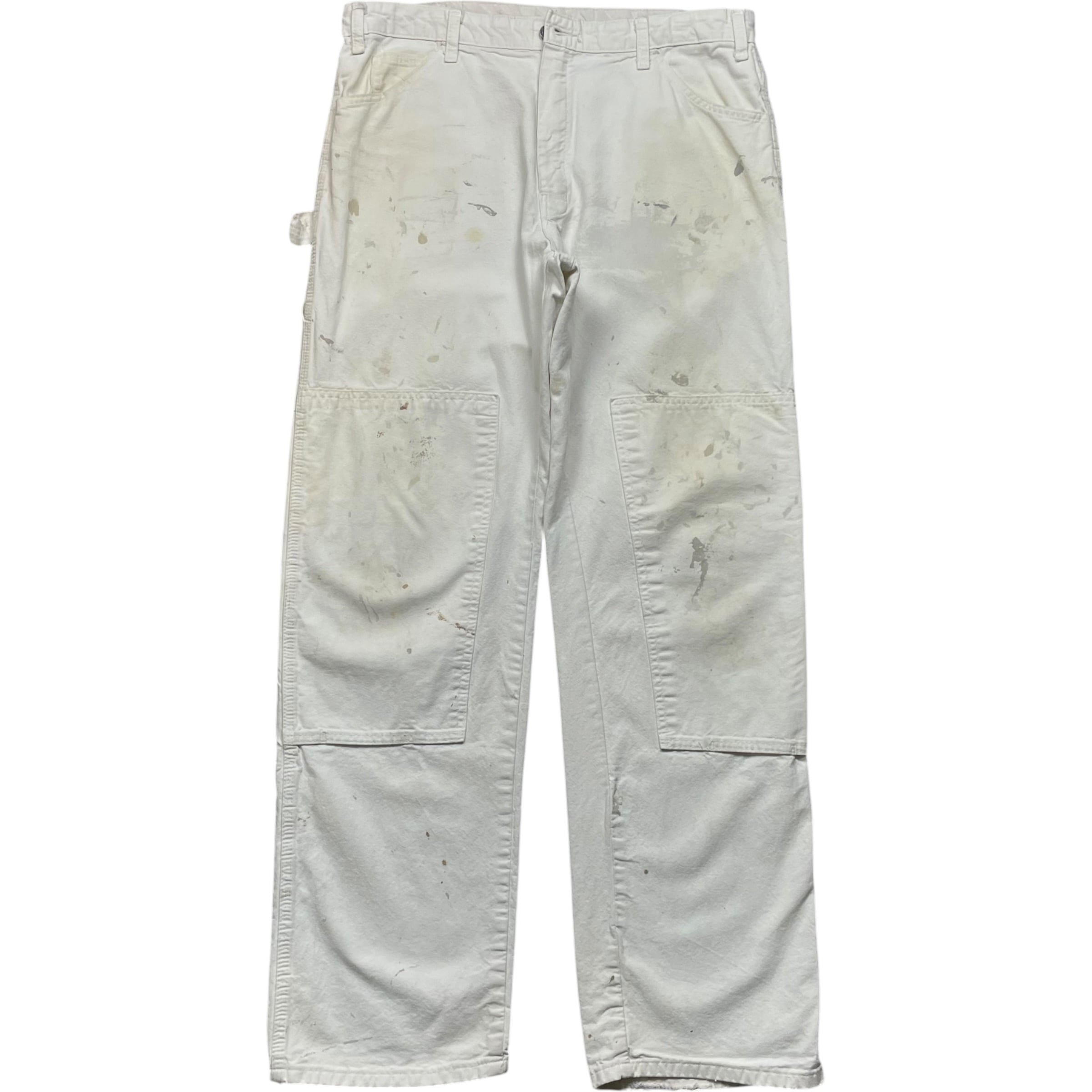 《実寸 W35 L31》 Dickies ディッキーズ ペインターパンツ ワークパンツ ホワイト ペイントダメージ ワンポイントロゴ no.10292
