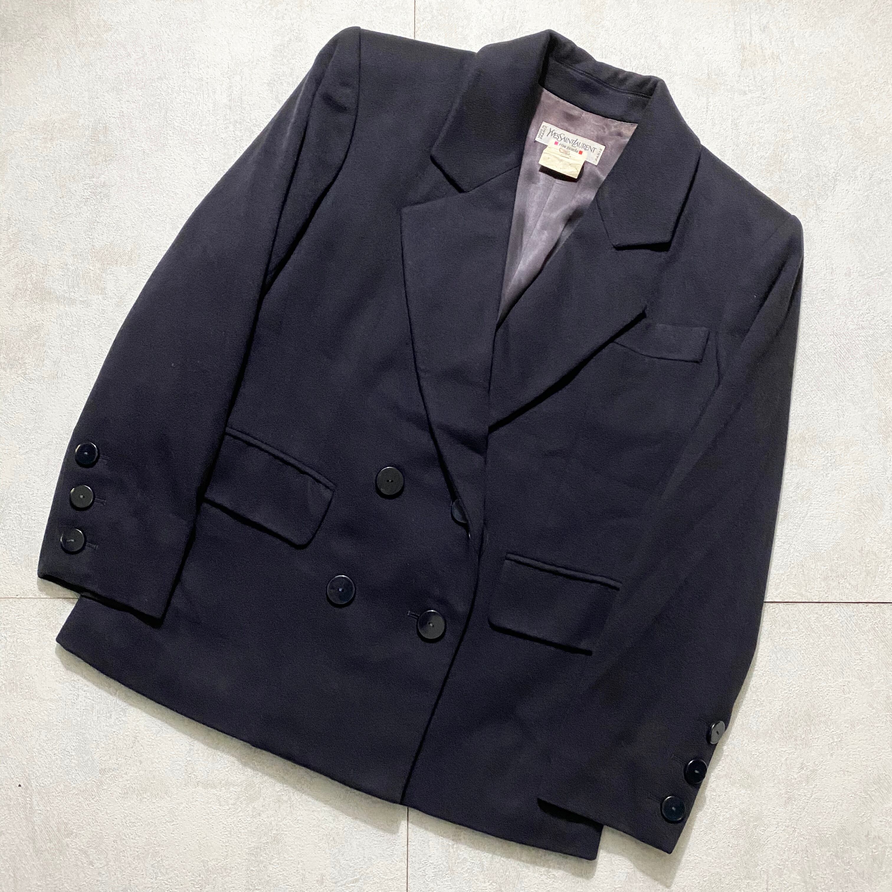 vintage YVES SAINT LAURENT black color cashmere tailored jacket 