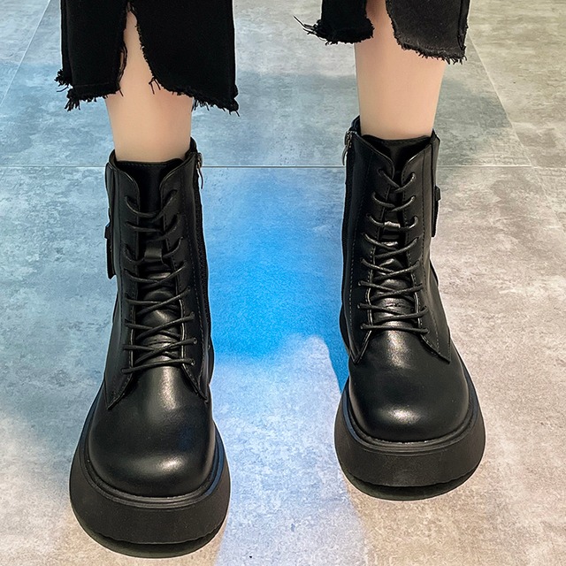 ブーツスプリングオータムシングルブラックスタイルショート 靴 シューズ ストリート 春物 秋物 部族の婦人靴66810261248