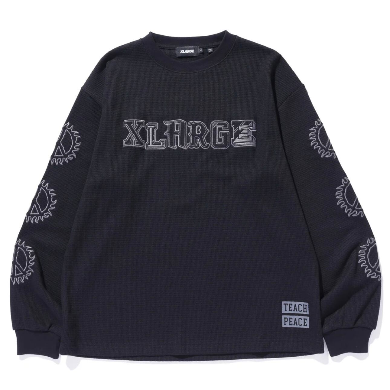 【XLARGE】 CAMPUS WAFFLE L/S TEE / BLACK 【エクストララージ】
