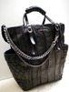 超レア38万★JIMMY CHOO ジミーチュウ BLARE A4対応男女可 2way クロコレザー キルティング トート バッグ 黒★ 3連チェーンバイカーモデル