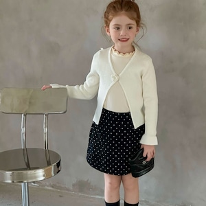 秋バラデザインリブカーディガン