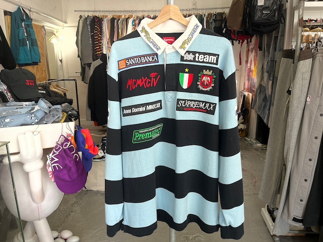 Supreme STRIPE RUGBY SHIRT BLACK/BLUE XL 217328