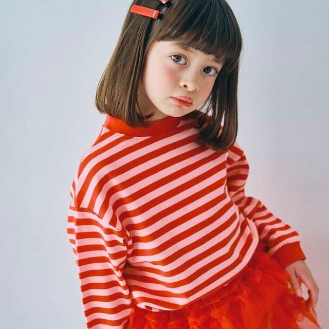 BORDER L/S T-Shirt【90-130cm】Pink