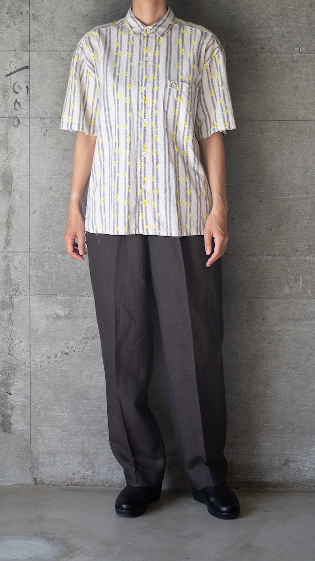 "PCH" 1990s Abstract symbol stripe shirt