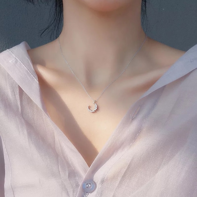 silver 925 moon necklace
