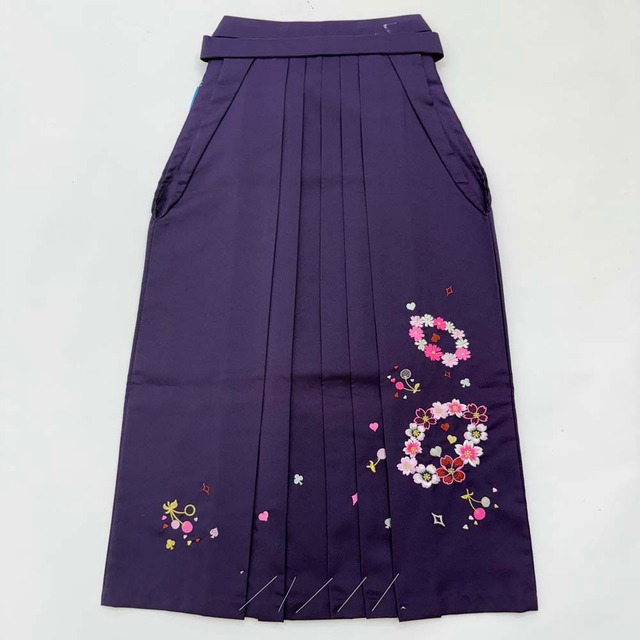 袴 S size 紐下丈87cm 行灯袴 卒業袴 女性用袴 刺繍 紫 中古 4700