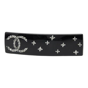 シャネル バレッタ ブラック プラスチック ラインストーン レディース CHANEL 【中古】