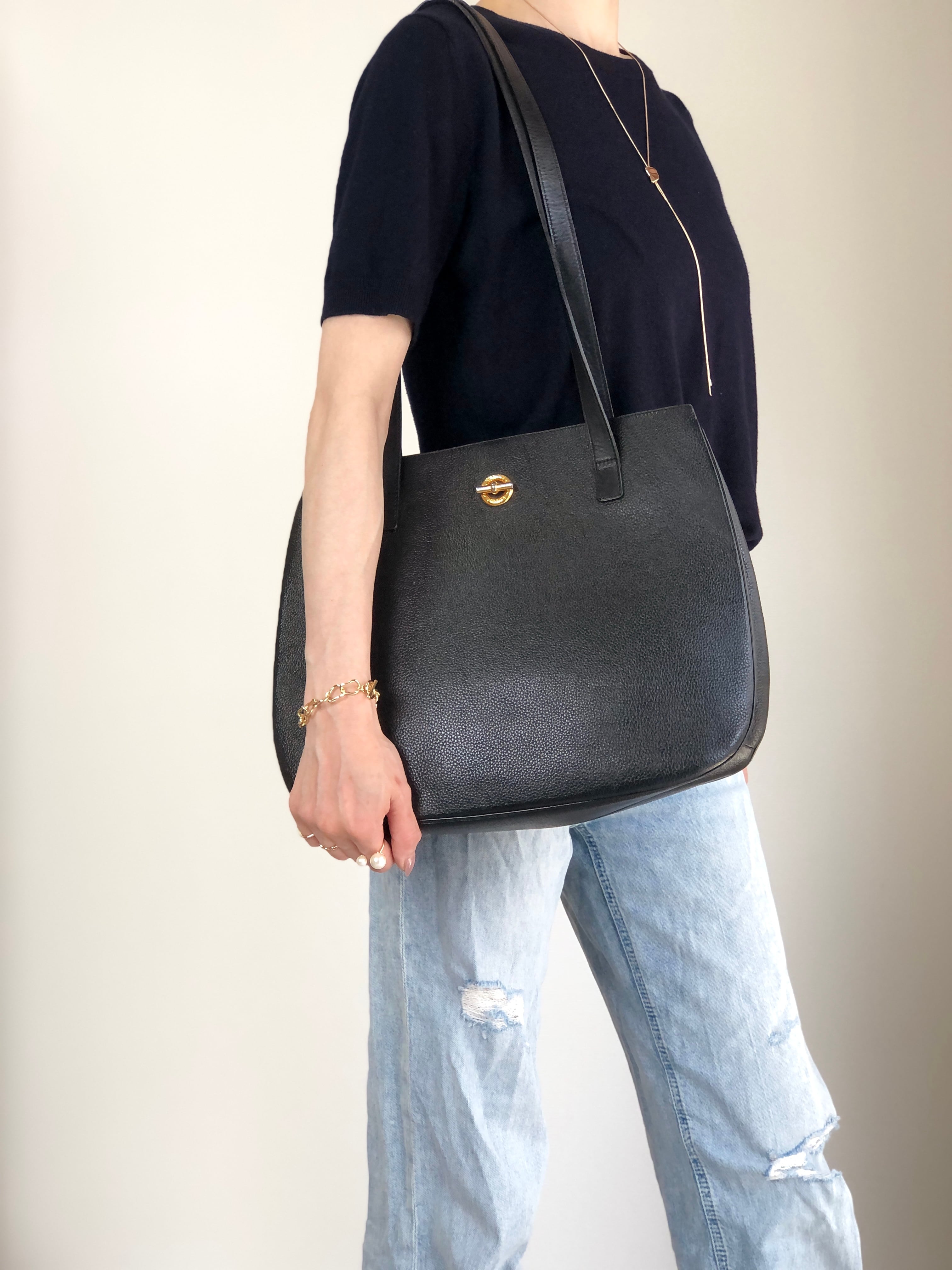 ✨CELINE✨ハンドバッグ マンテル ロゴ ブラック レザー CELINE セリーヌ ハンドバッグ ブラック マンテル レザー トートバッグ