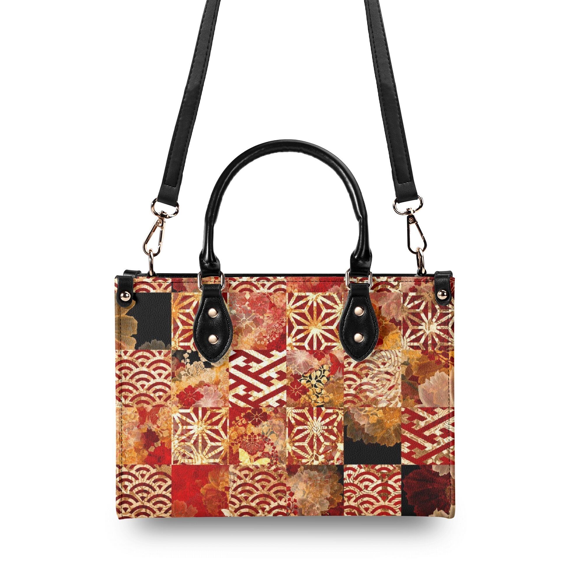 市松模様 紅 ヴィーガンレザーバッグ | Baroque Japanesque バロック