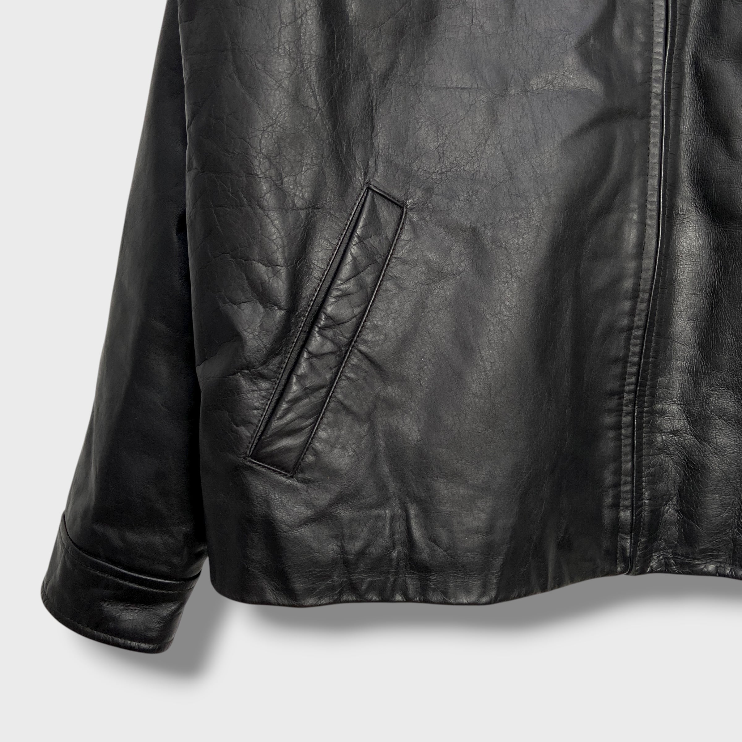 90s GAP オールドギャップ レザージャケット スポーツジャケット 黒 XL