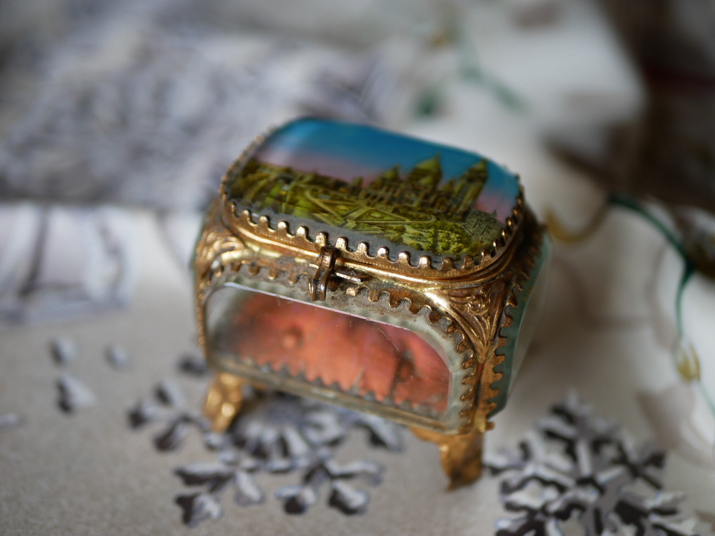 サクレクール モンマルトル ガラスのジュエリーボックス フランスアンティーク