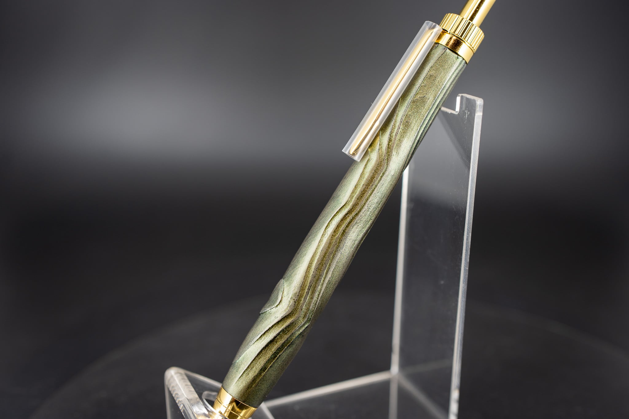 翠煙】屋久杉 浮造り 拭き漆 ② gold BP | 木軸ペン工房 金杢犀