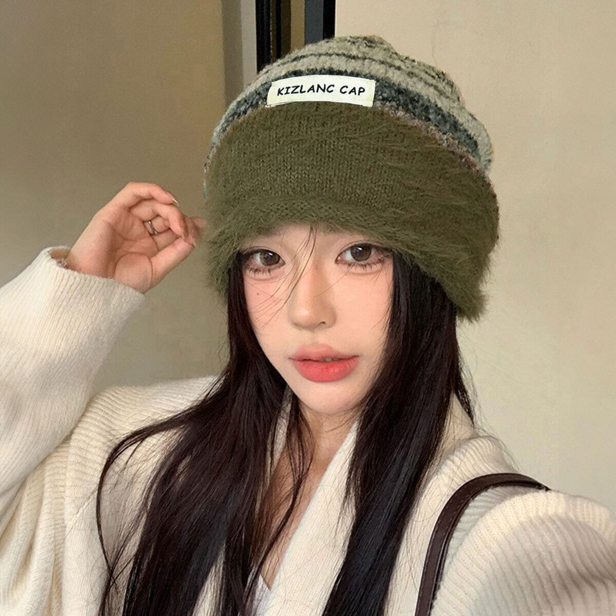 帽子 ミックスニット もこもこ レディース 秋冬 韓国 ニット帽 おしゃれ 大人 かわいい きれいめ 防寒 保温 暖かい 大人可愛い 大人女子