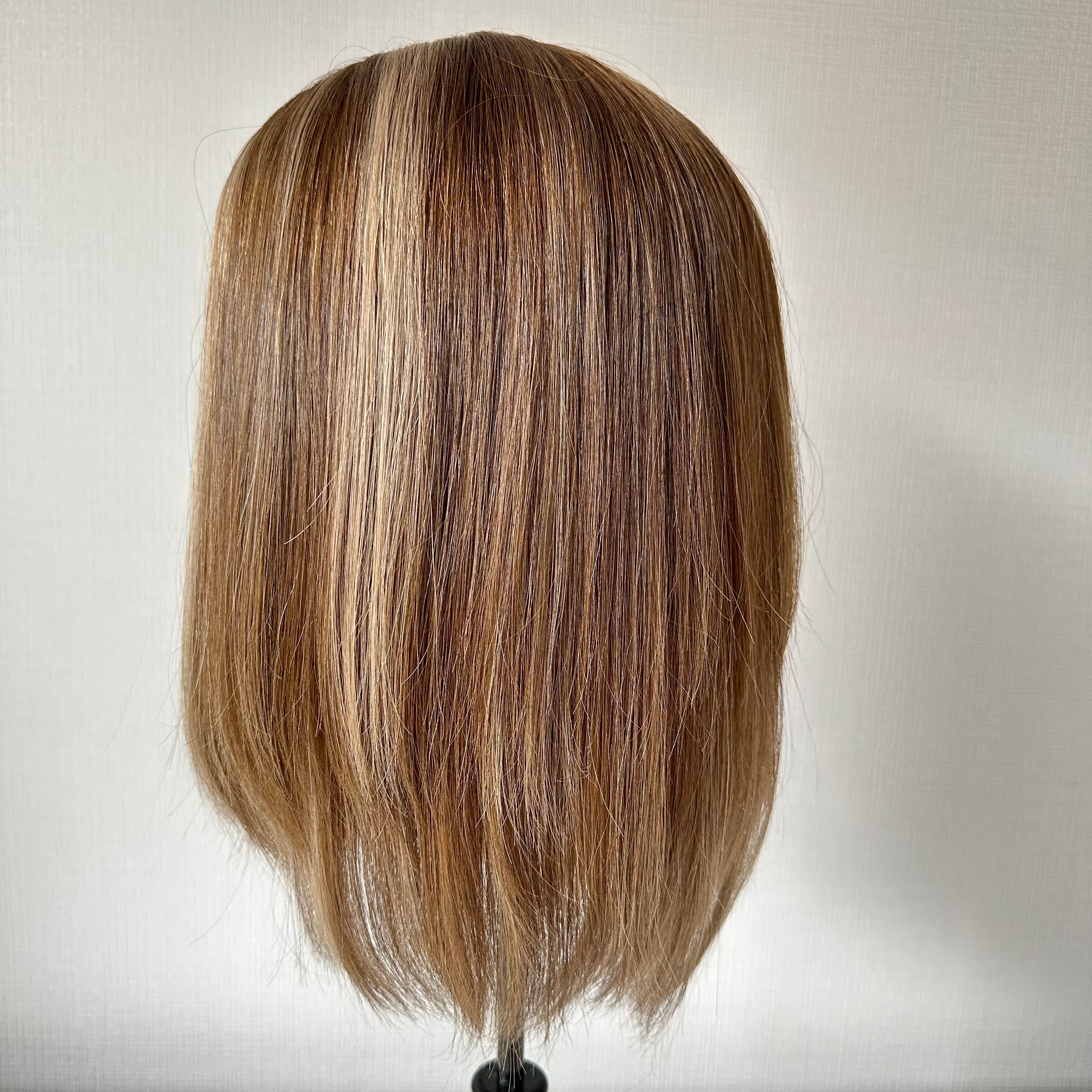 前髪ありヘアピース 百合子レミー人毛100%ウィッグ （メロントップ 未  