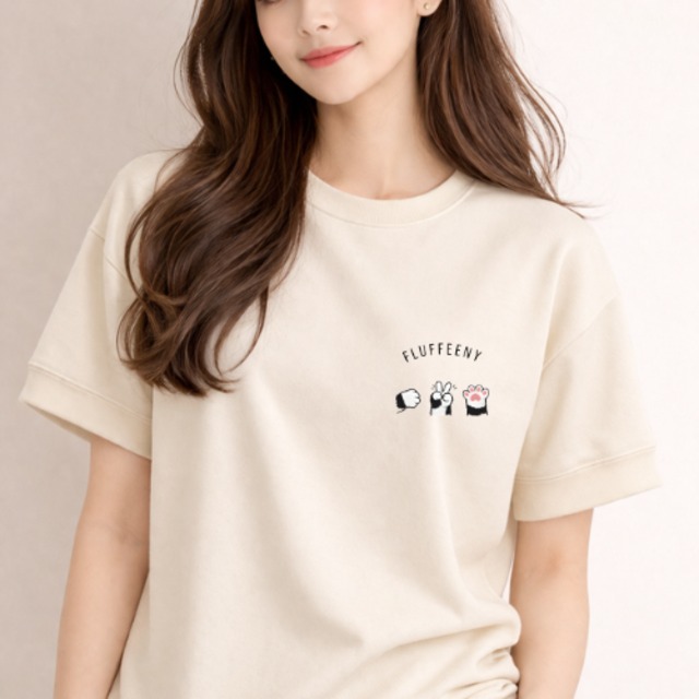 【ねこたちの手】ショートスリーブ スウェット（裏パイル）（OF00415）（1Color）