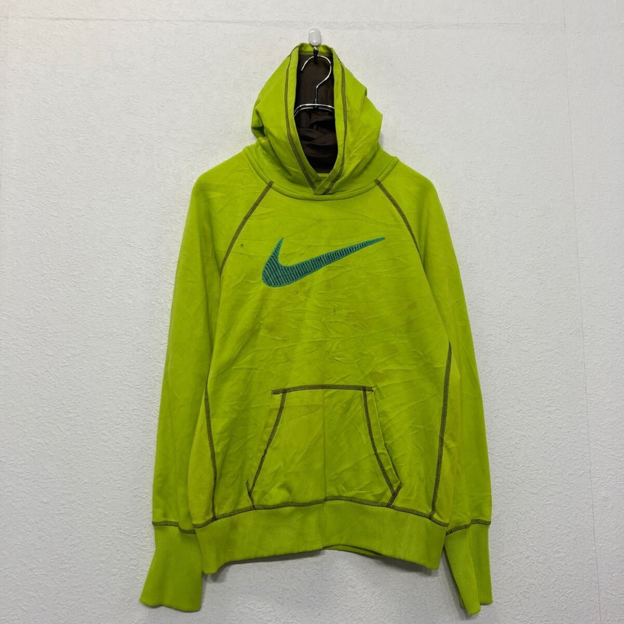 NIKE ロゴ スウェット パーカー ナイキ M ライトグリーン ラグラン 
