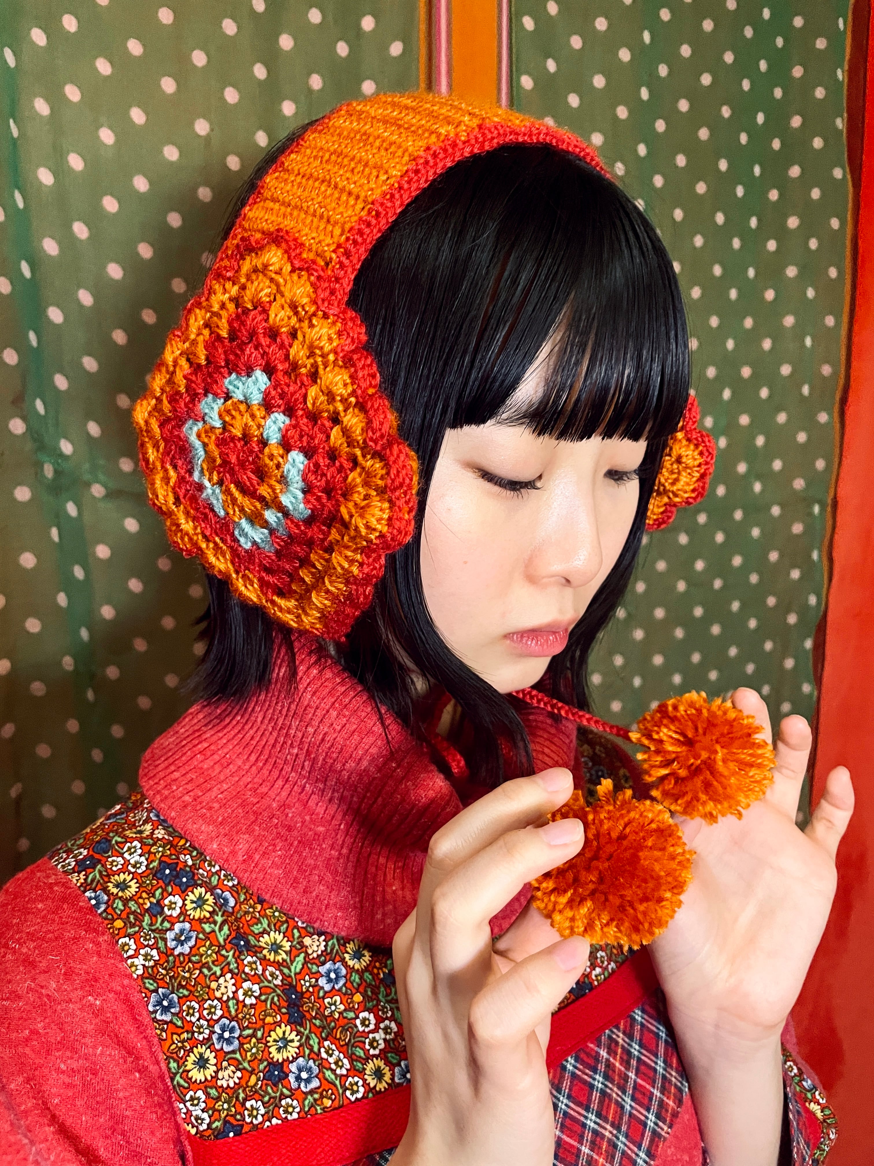 ニット ヘッドドレスイヤーマフ オレンジ | Pay ID