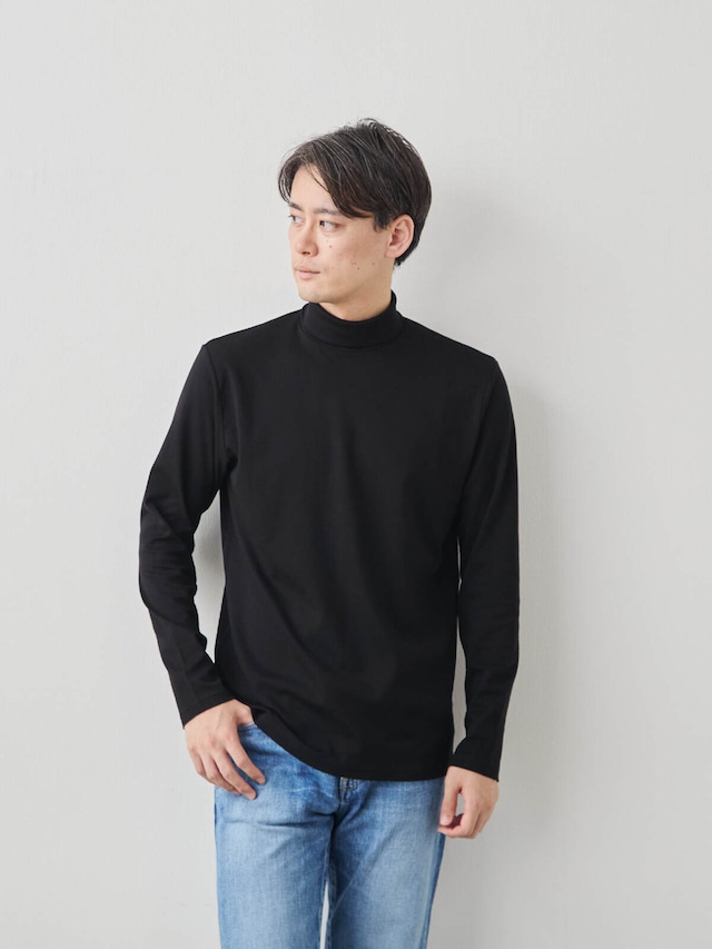 スビンプラチナムコットン 超微起毛タートルネック/ソフト仕上げ/ブラック