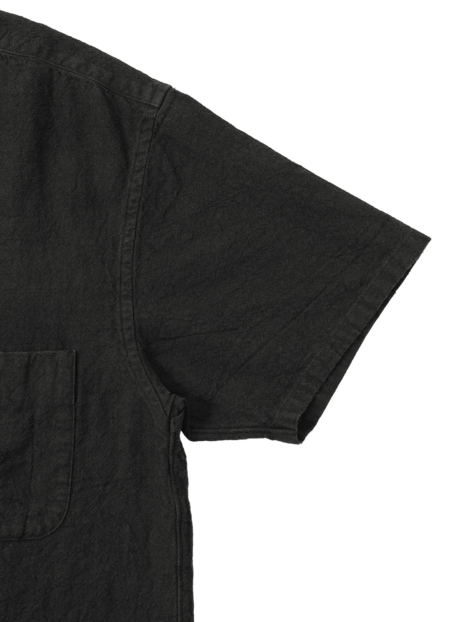 Hemp Short Sleeve Open Collar Shirt (black) | OVY