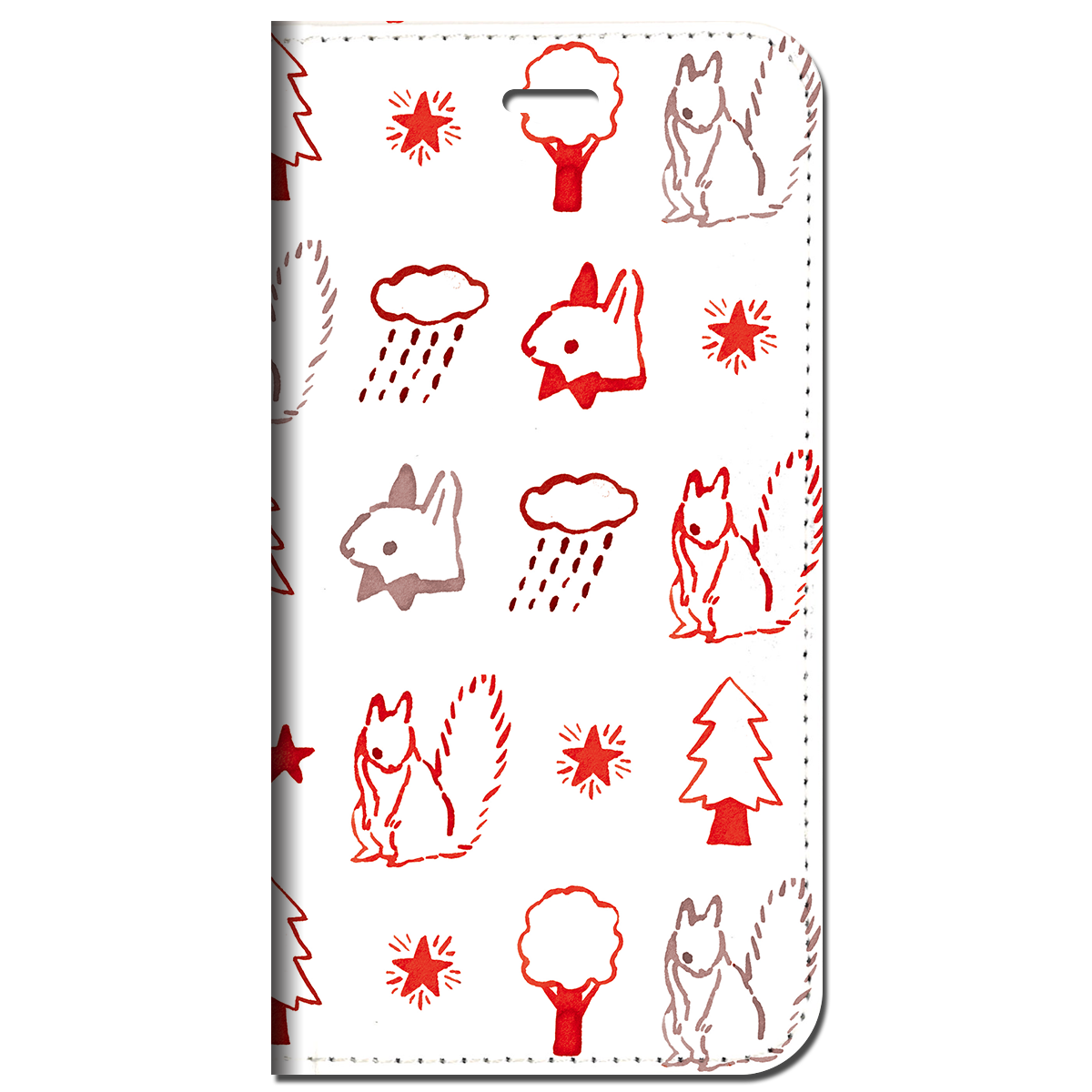iPhone対応 スマホ 手帳型ケース お天気 リス レッド キュート イラスト 【iPhone16 / iPhone16e / iPhoneSE 他 iPhone各機種対応】 st56