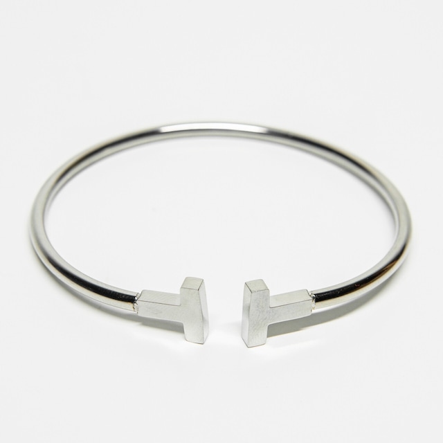 T  Letter Opened Bangle 【SILVER】