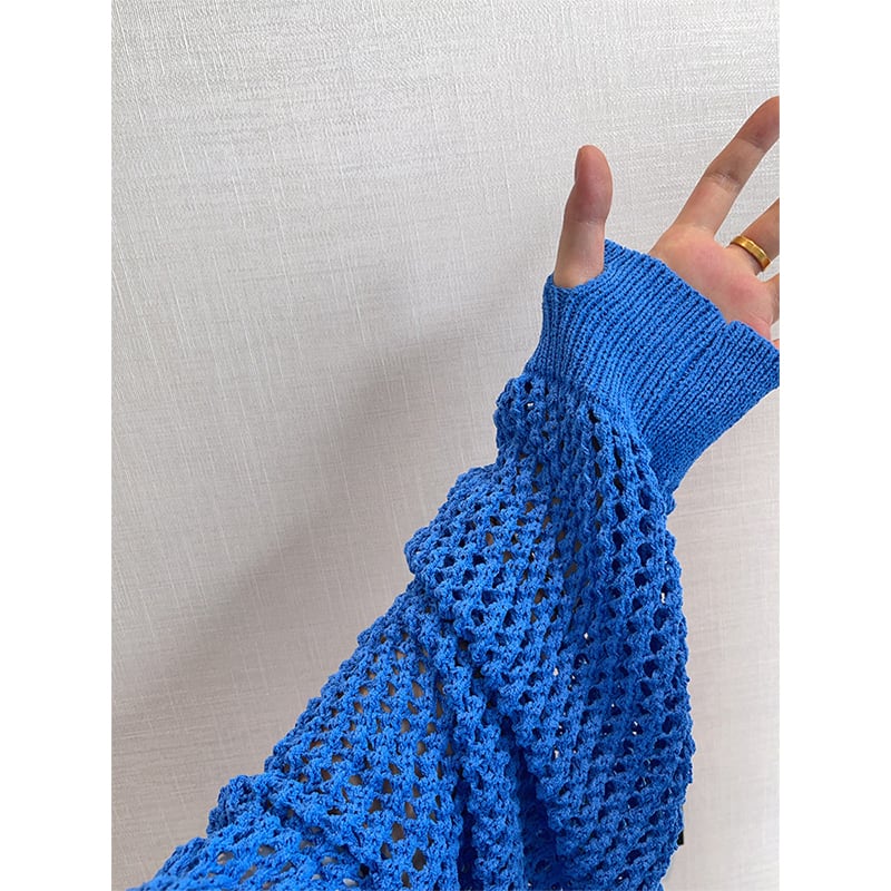 dannyandzeeホール編み薄手クルーネックニット | mblueshop