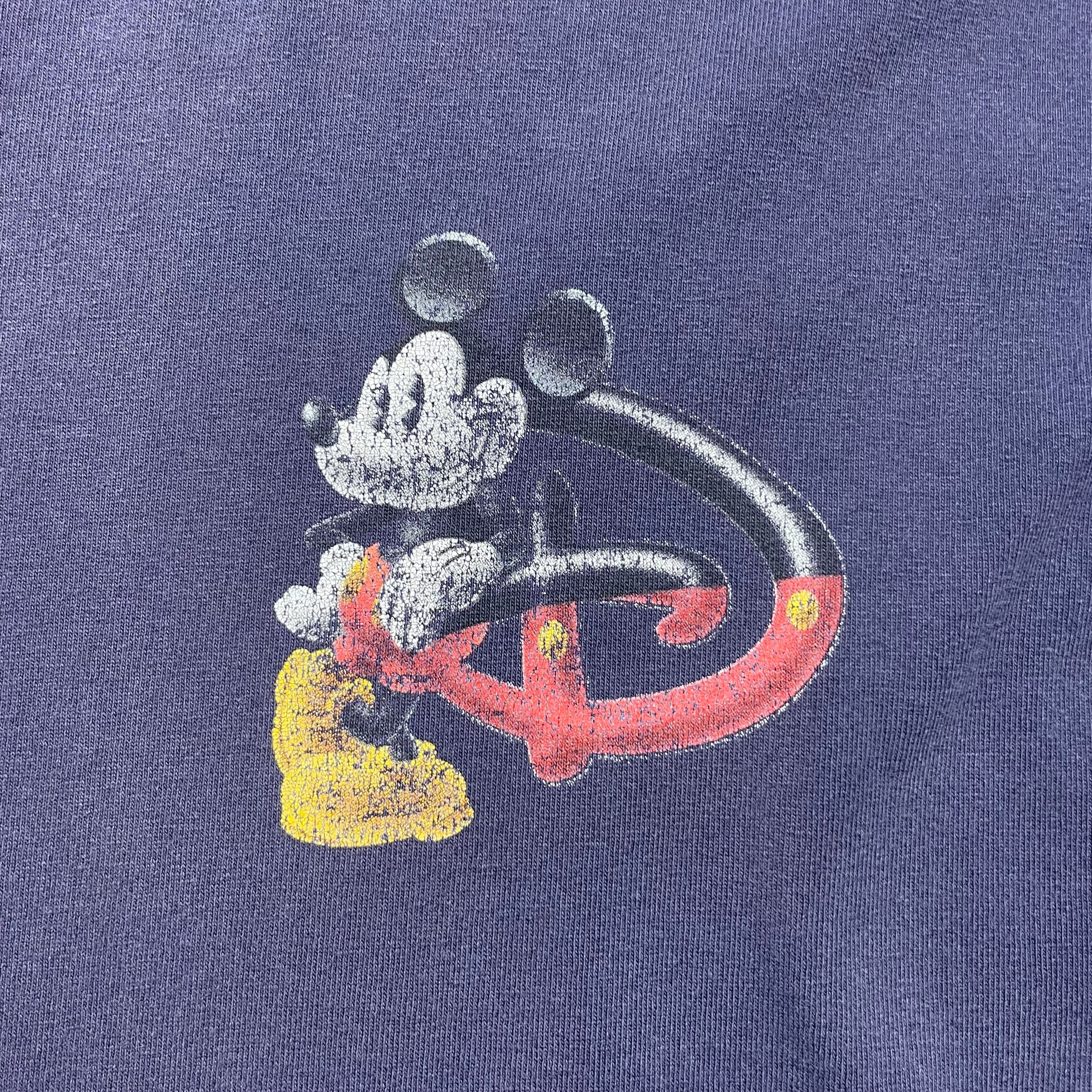 L》 Disney ディズニー ロングTシャツ ミッキーマウス プリント 袖