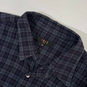 DAKS GOLF ダックス チェック ウール 長袖シャツ LL/メンズ ブルー