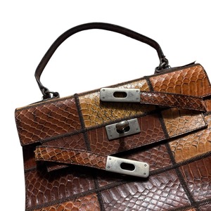 archive MIU MIU python leather hand bag “Kelly-type”