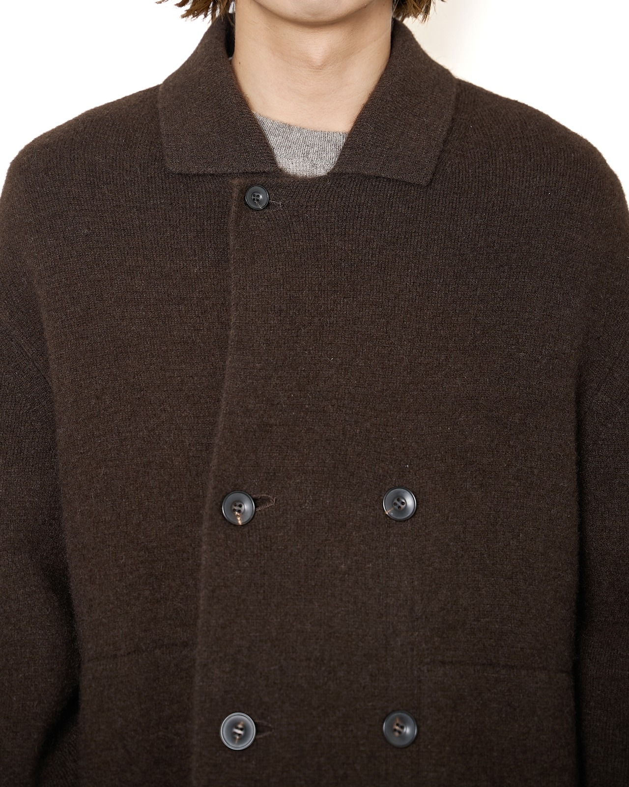 Nomàt "YAK Double Breasted Knit Coat〔Dark Brown〕"
