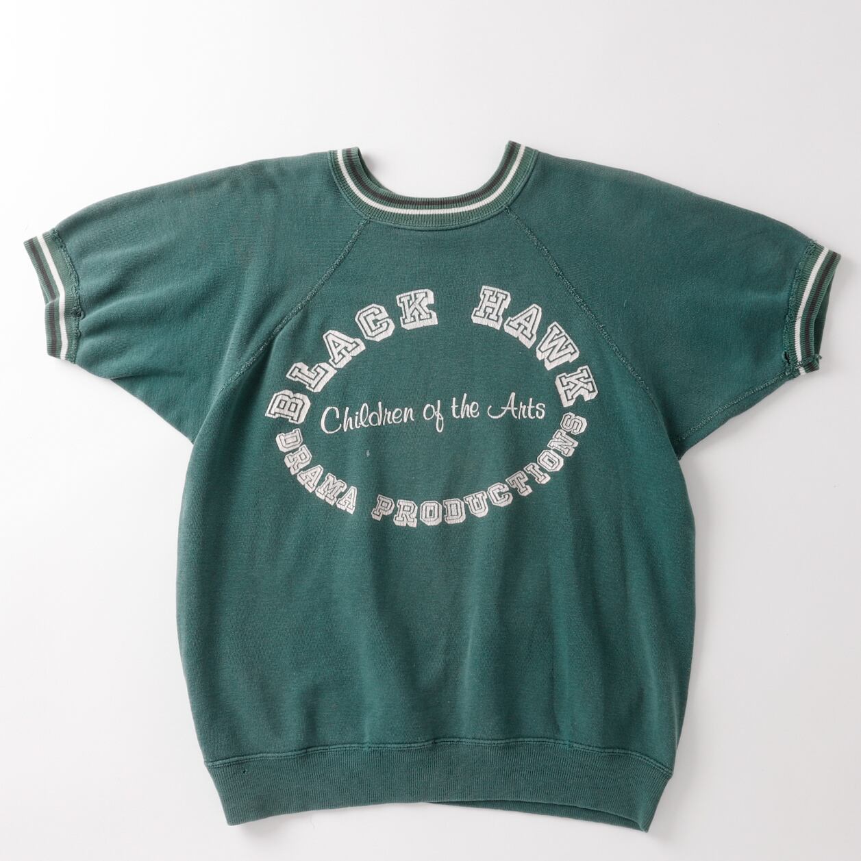 美品】50s special vintage s/s raglan sweat shirt print fade green 